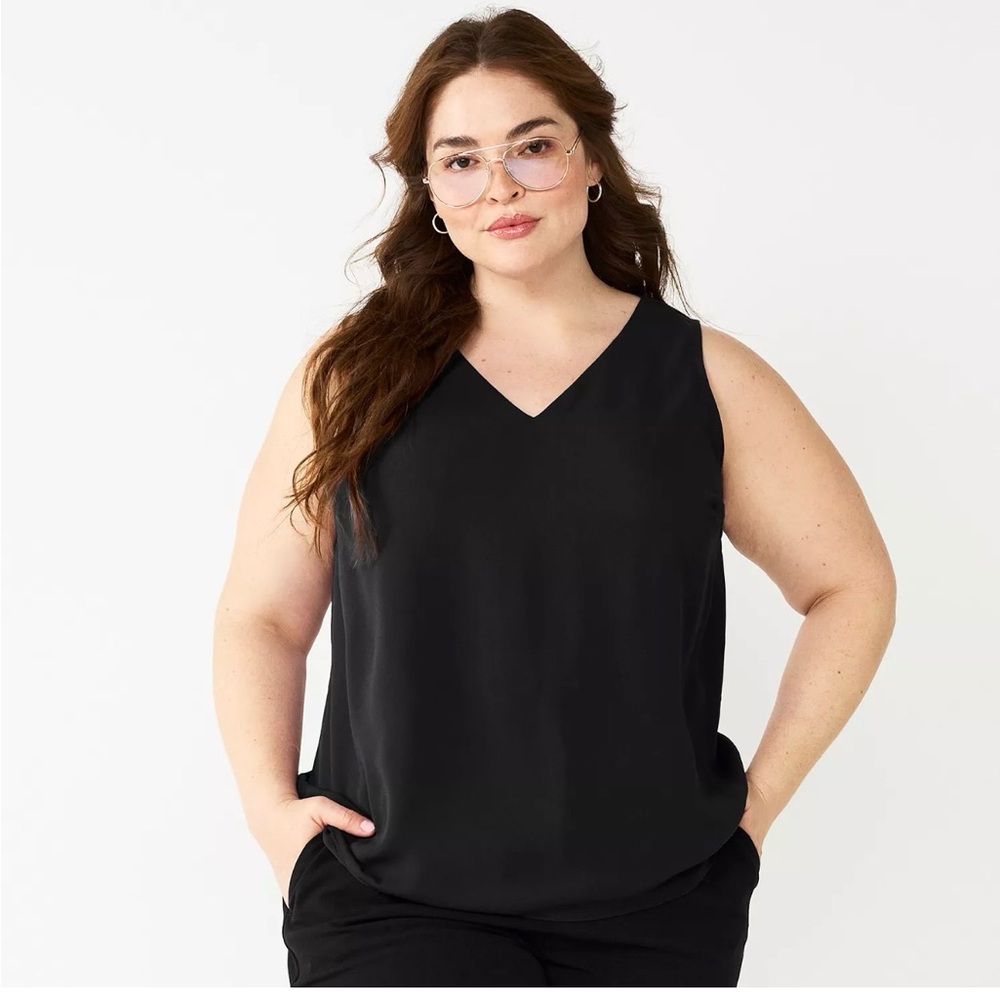 Nine West Black V-Neck Tank Top